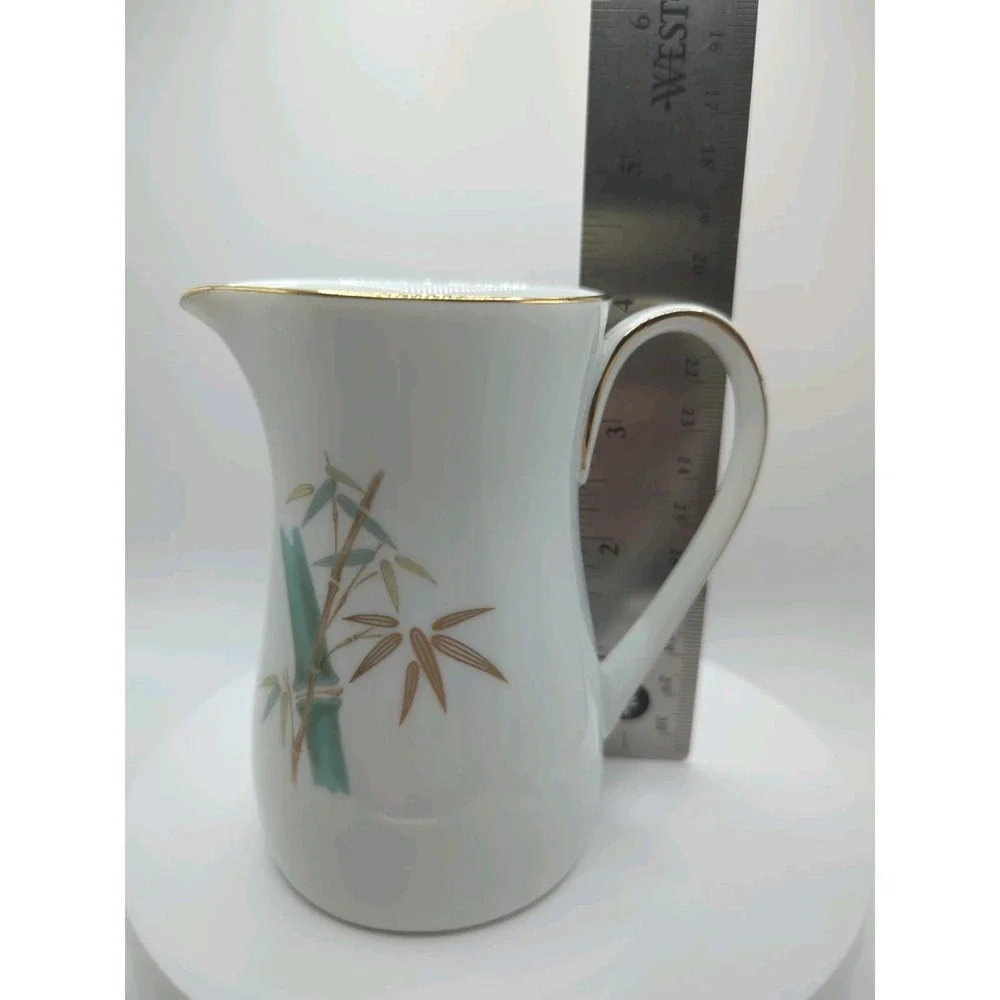 Vintage Noritake Oriental Bamboo Creamer Pitcher 6341 Mid Century Japan White